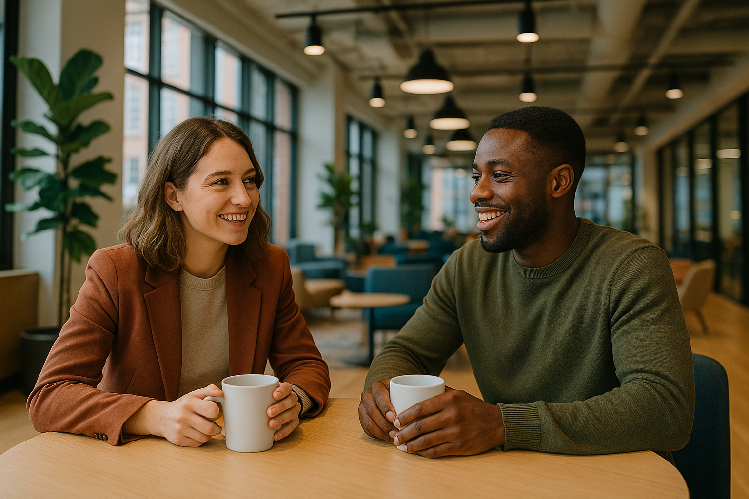 coffee chat in an office