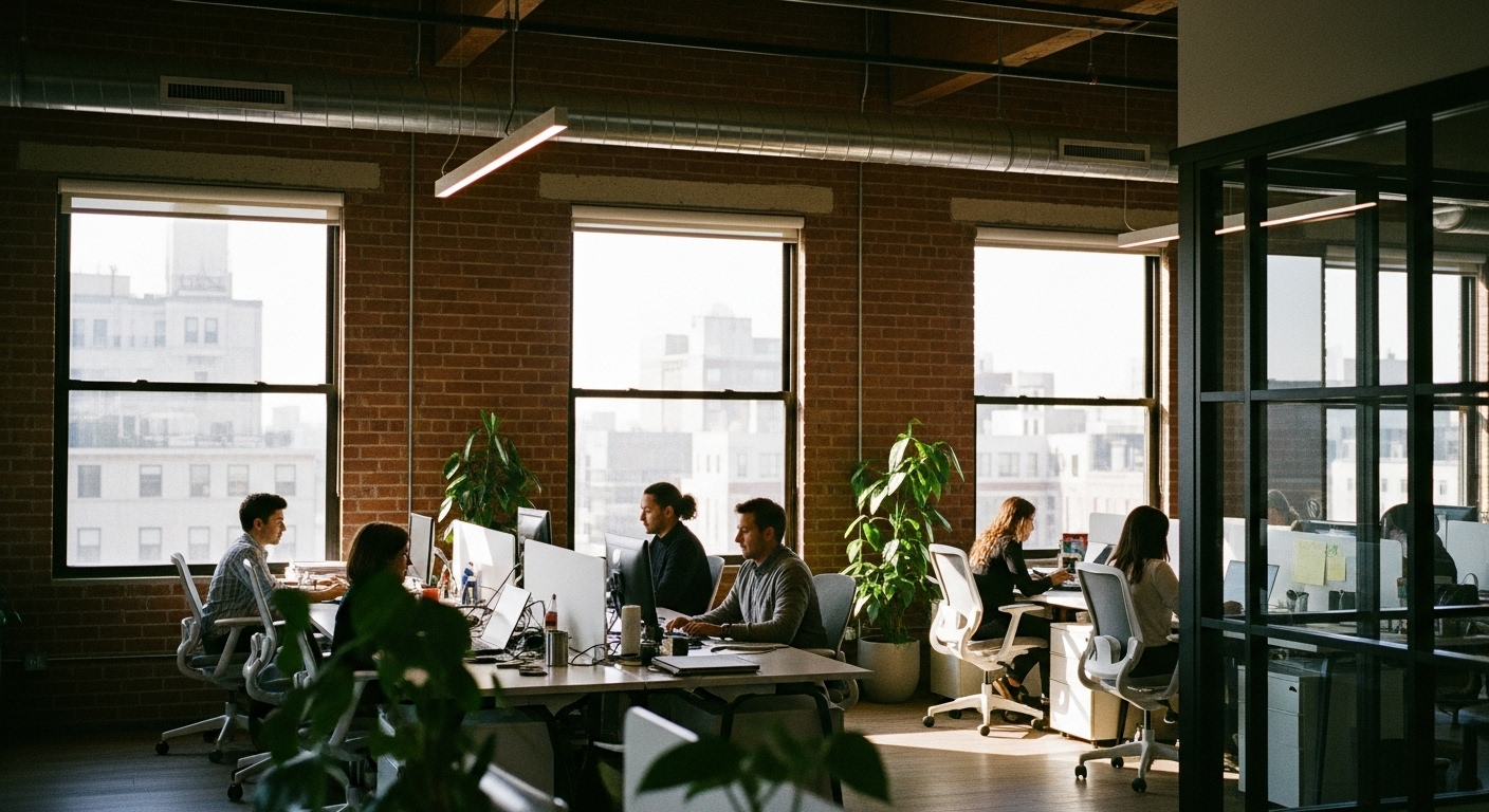 people working in an office
