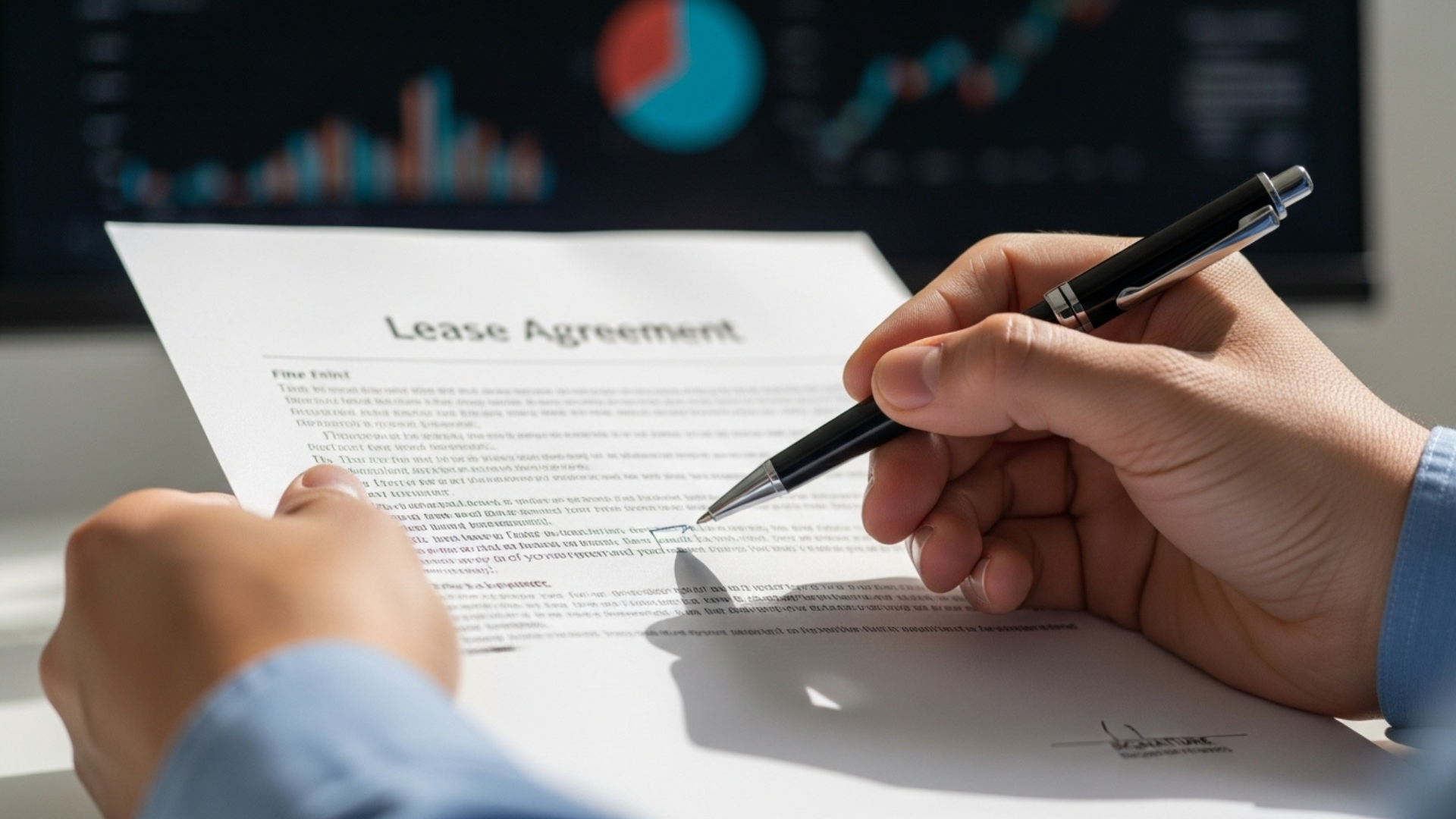 investors reading lease agreement