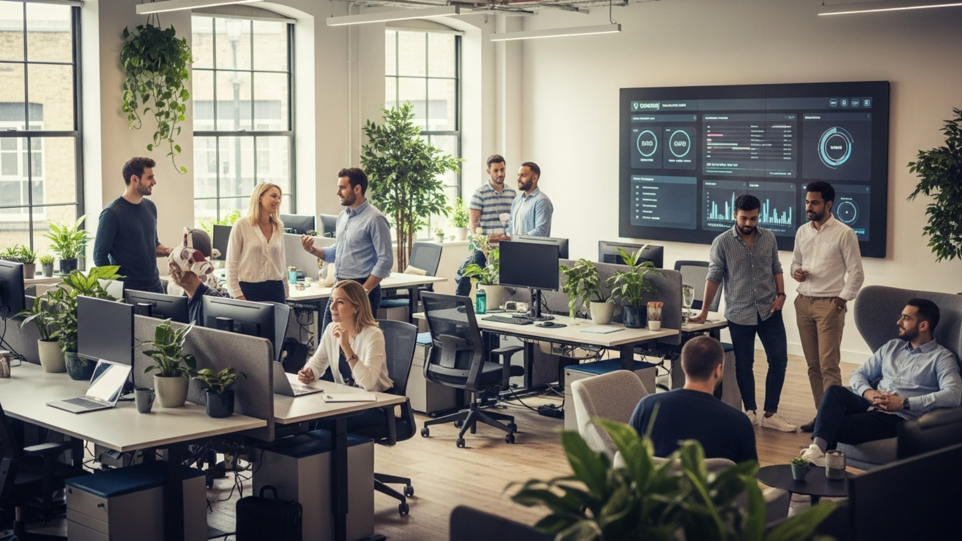people discussing investor funding and leases in office