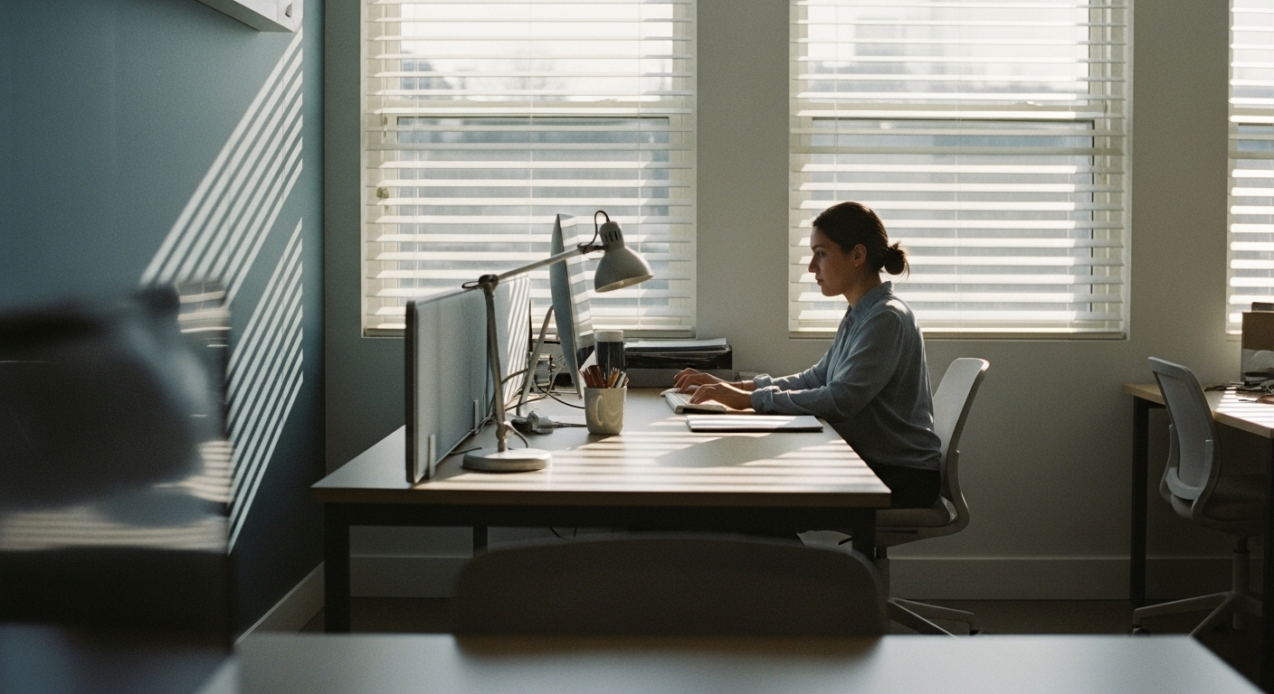 person working in office space
