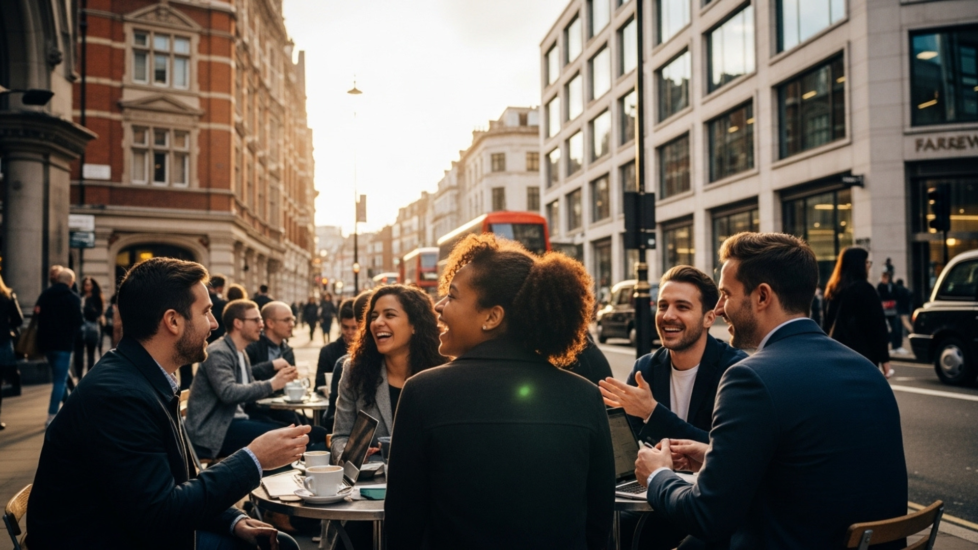 Professionals discussing why Farringdon costs more