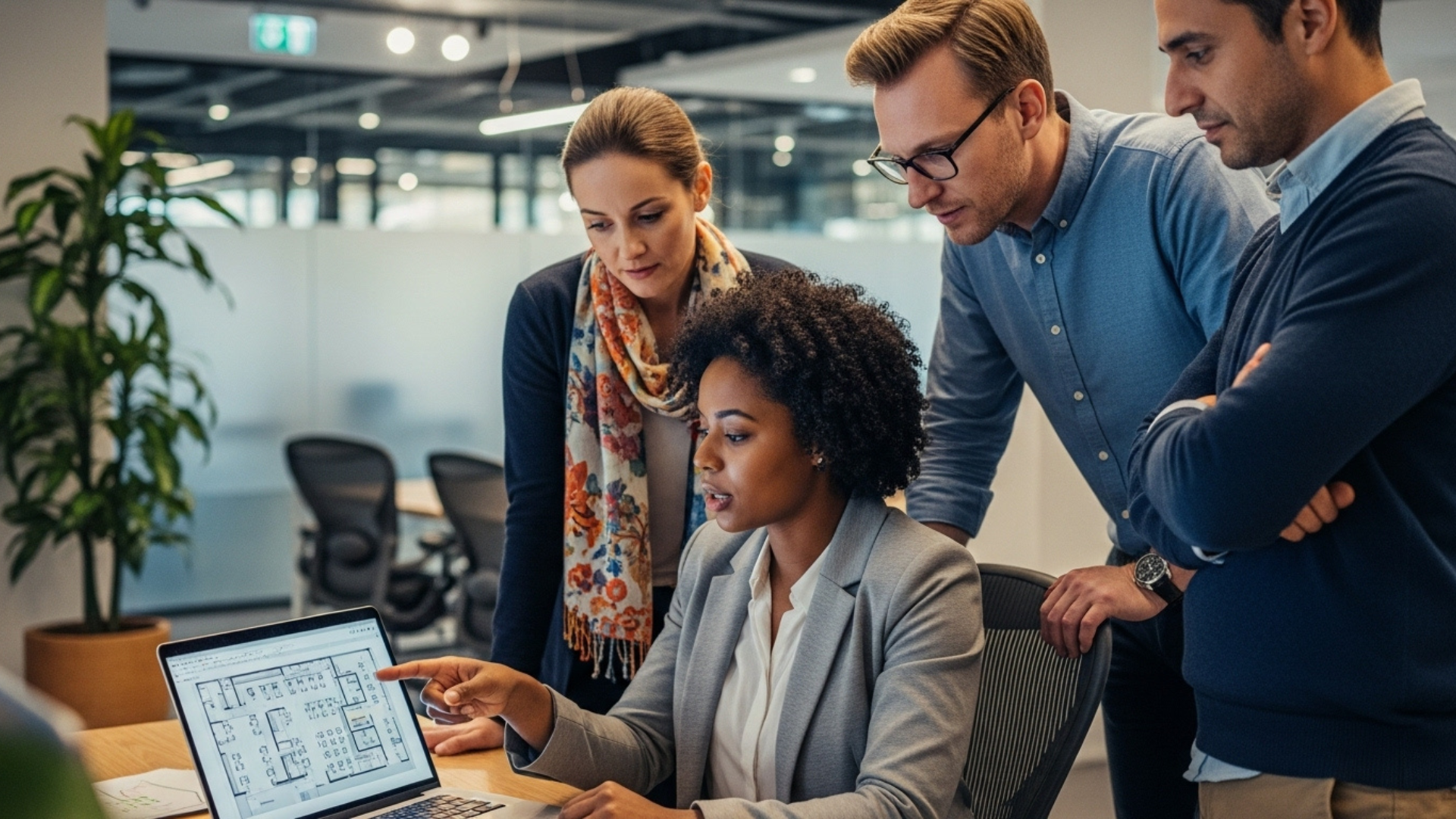 professionals reviewing office plans