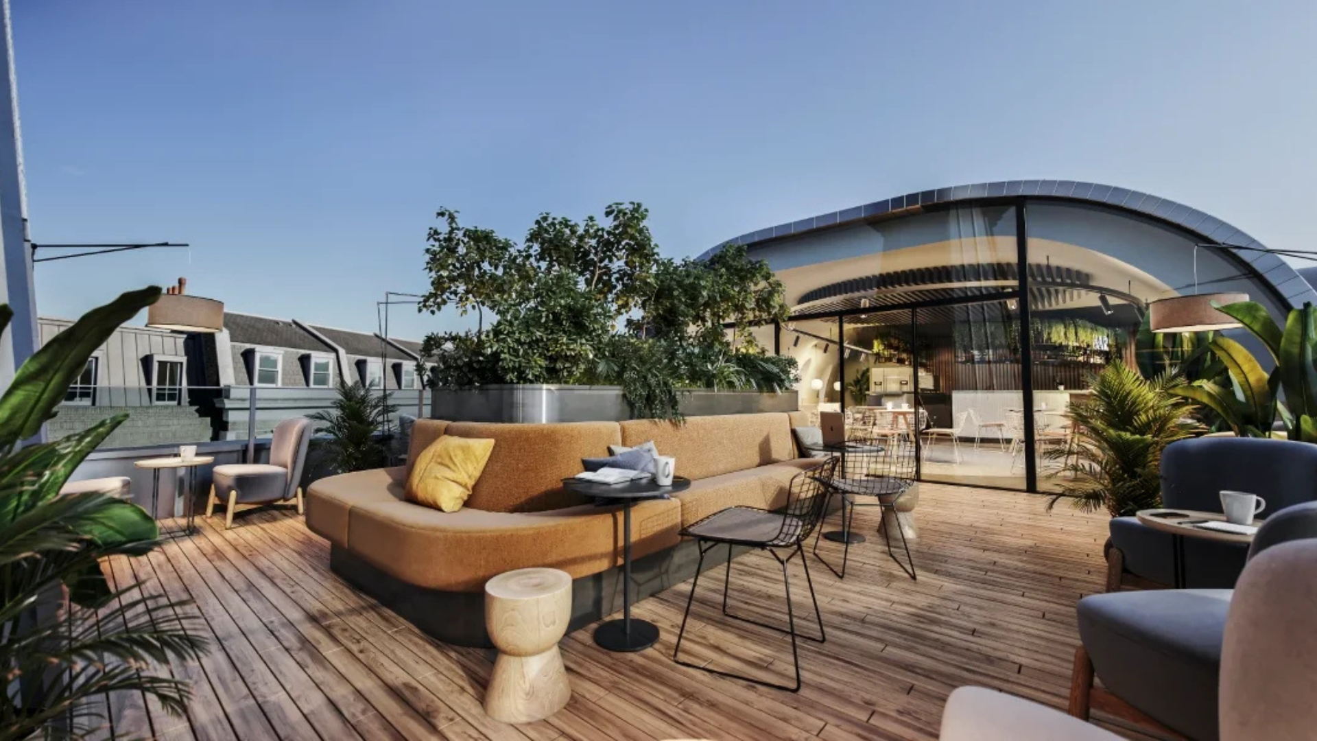 Rooftop office view of the Landmark Kings Cross workspace in London