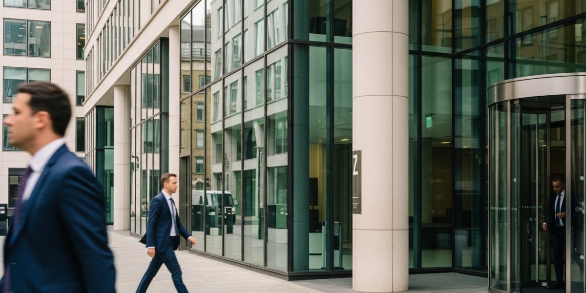 people moving in and out of london office space