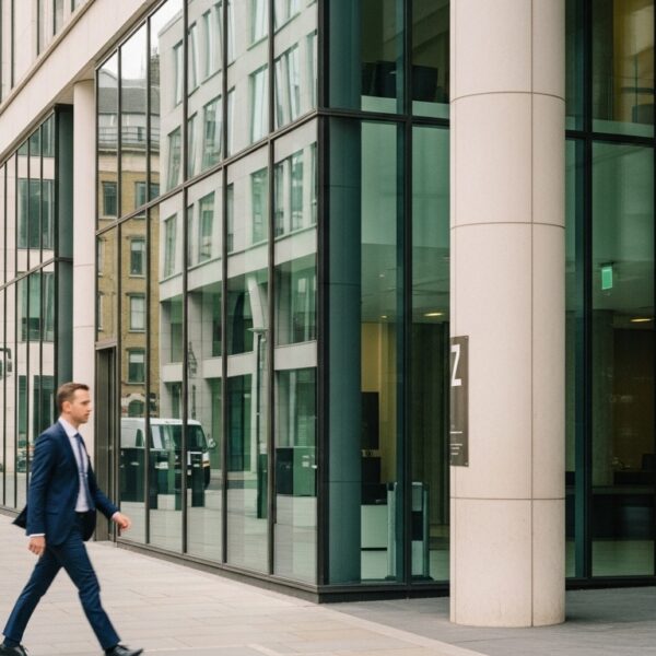 people moving in and out of london office space